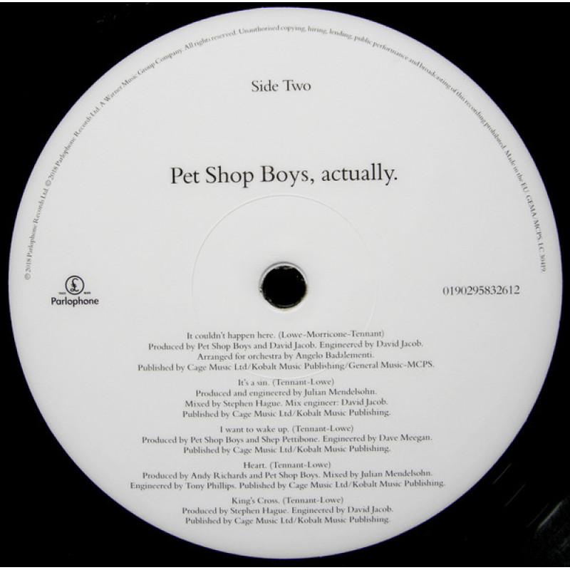 Pet Shop Boys - Actually (USA & Europe 02 Mar 2018)