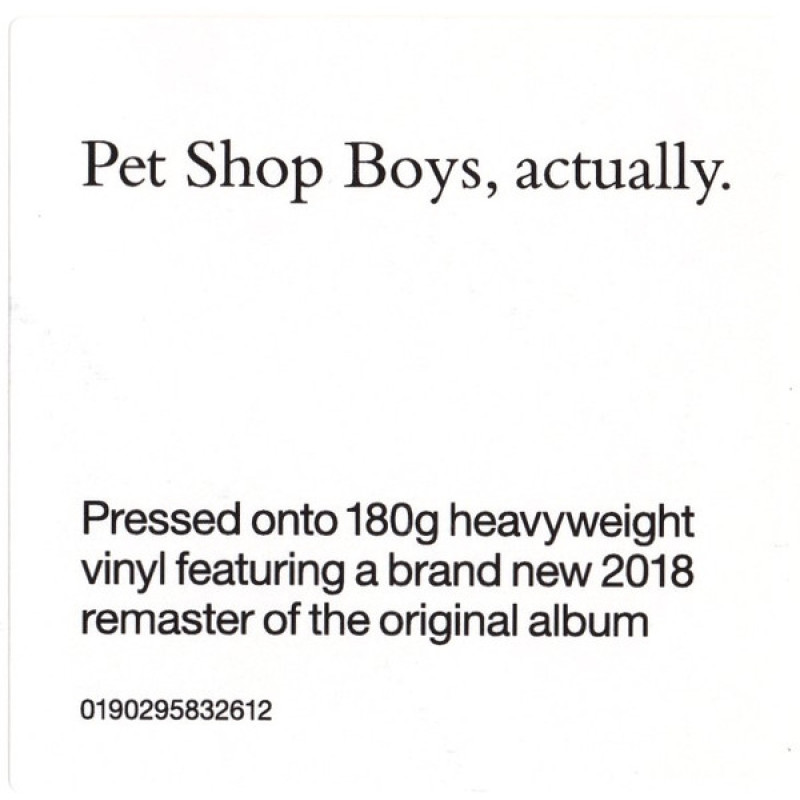 Pet Shop Boys - Actually (USA & Europe 02 Mar 2018)