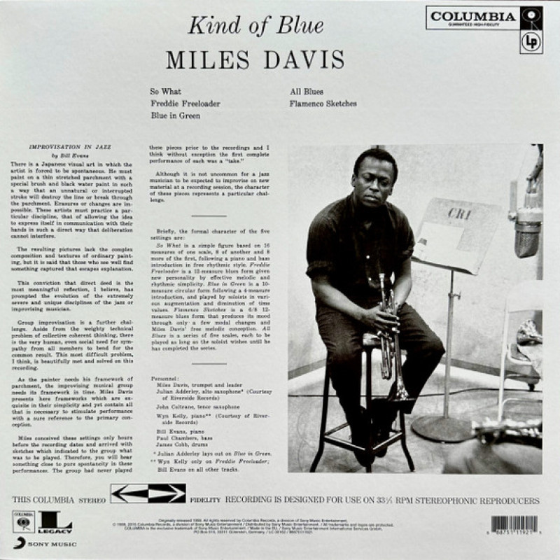 Вінілова платівка  Miles Davis - Kind Of Blue (Vinyl, LP, Album, Reissue, Stereo)