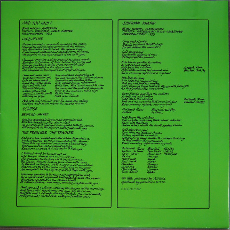 Вінілова платівка  Yes - Close To The Edge (Vinyl, LP, Album, Reissue, Stereo)