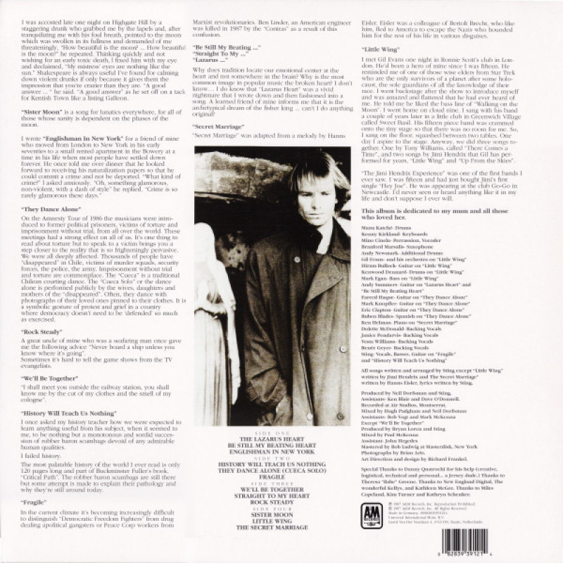 Вінілова платівка  Sting - ...Nothing Like The Sun (Vinyl, LP, Album, Reissue, Stereo)