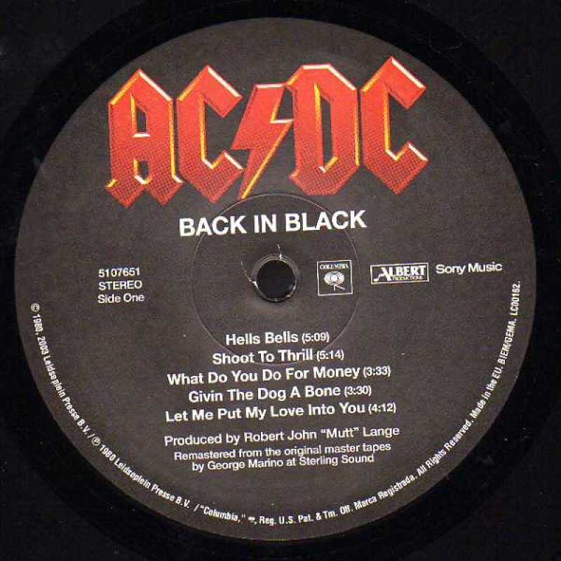 AC/DC - Back In Black (Europe 08 May 2009)