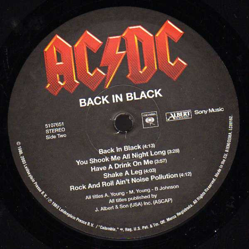 AC/DC - Back In Black (Europe 08 May 2009)