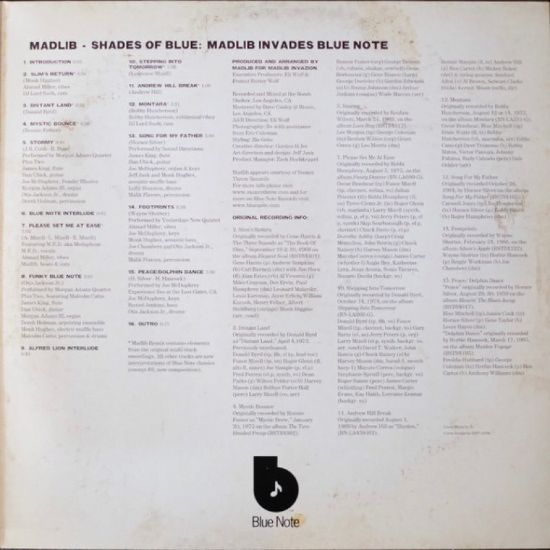 Вінілова платівка  Madlib - Shades Of Blue (Madlib Invades Blue Note) (Vinyl, LP, Album, Reissue, Stereo)