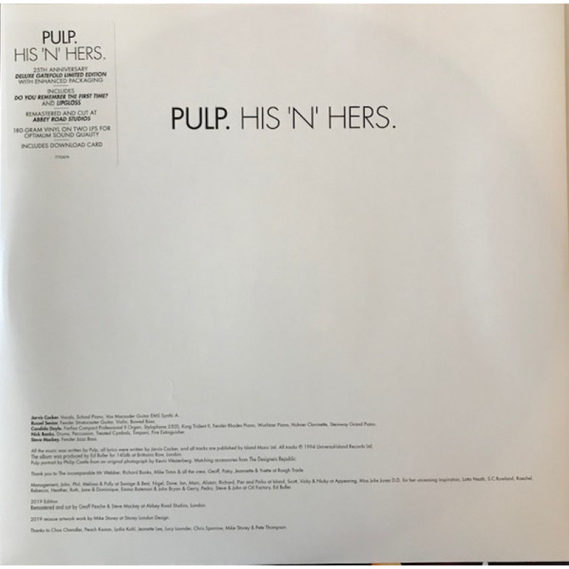 Pulp - His 'N' Hers (Europe 25 Oct 2019)
