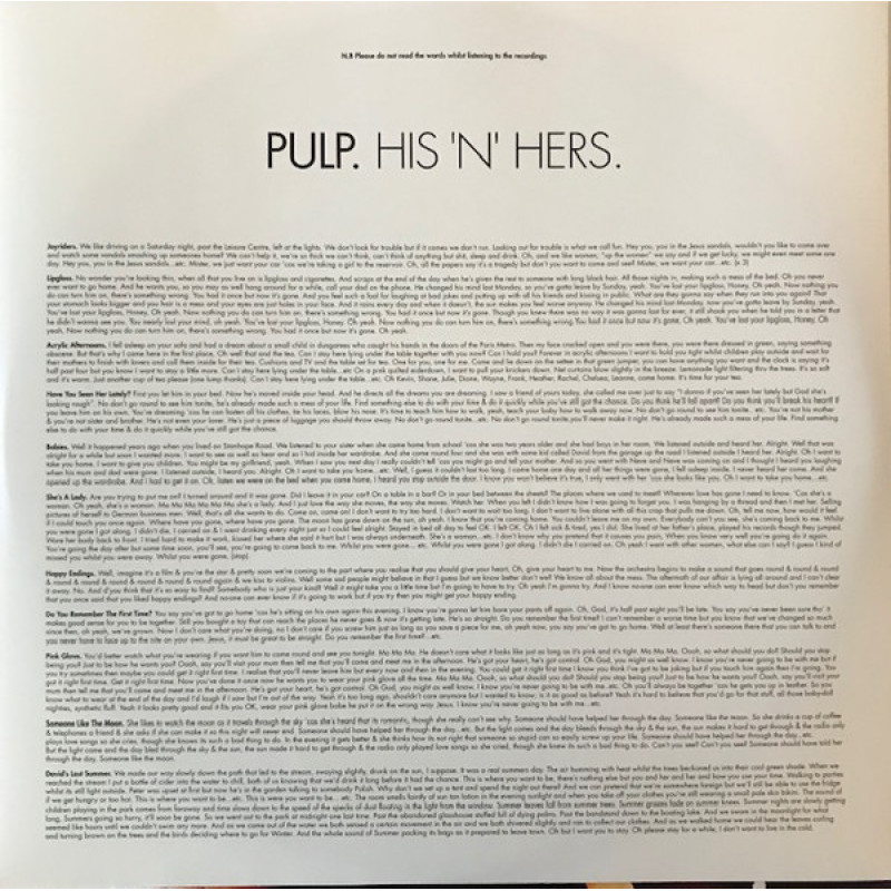 Pulp - His 'N' Hers (Europe 25 Oct 2019)
