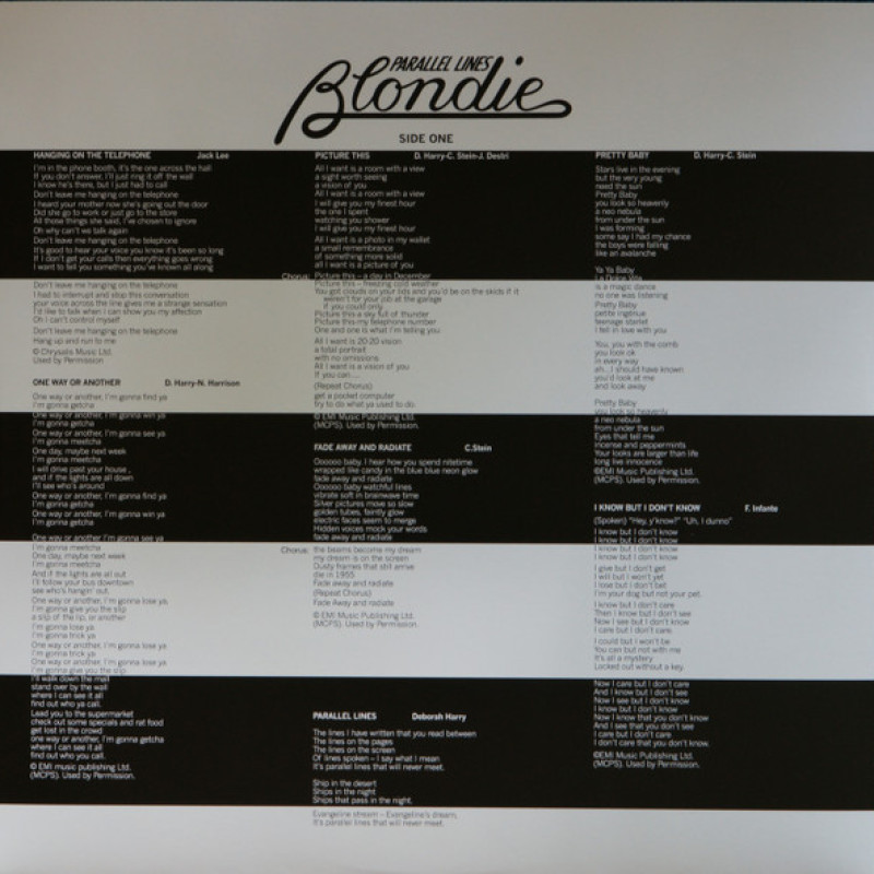 Вінілова платівка  Blondie - Parallel Lines (Vinyl, LP, Album, Reissue, Repress)