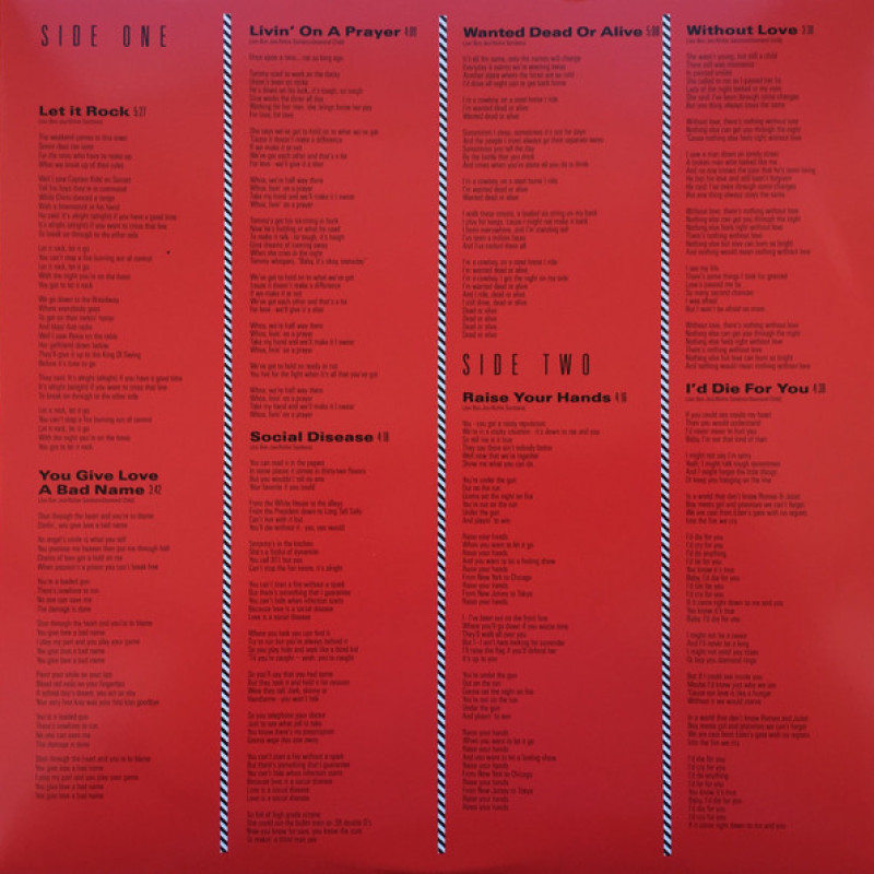 Вінілова платівка  Bon Jovi - Slippery When Wet (Vinyl, LP, Album, Reissue, Stereo)