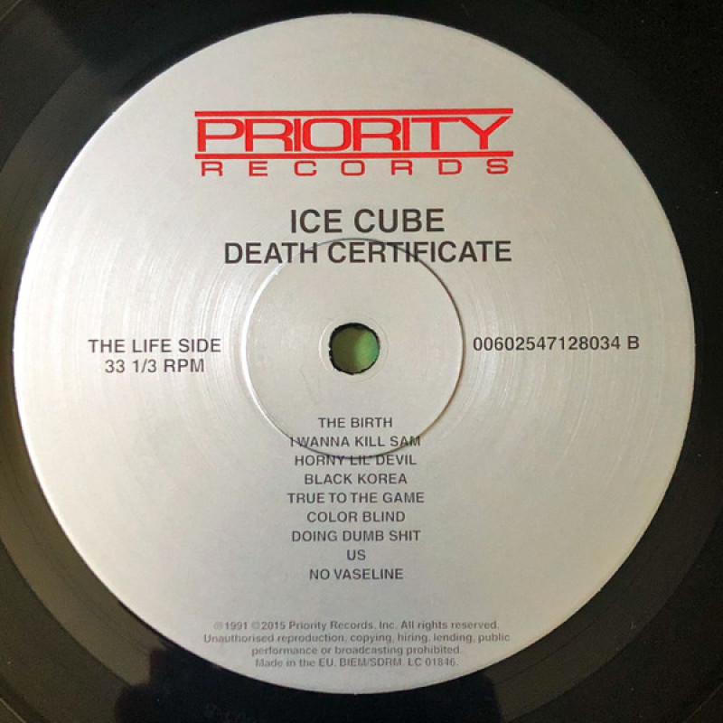 Вінілова платівка  Ice Cube - Death Certificate (Vinyl, LP, Album, Reissue)