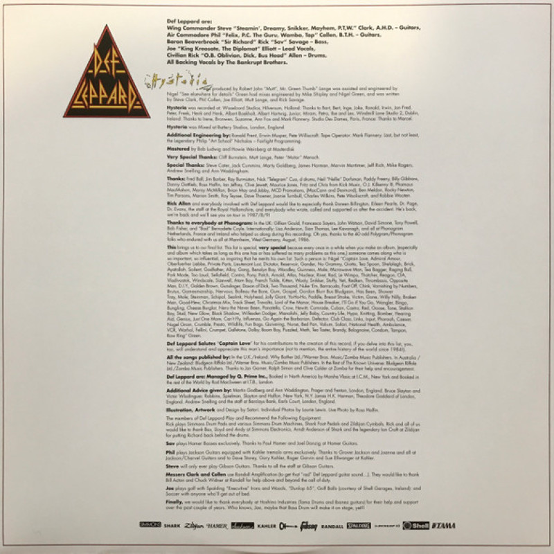 Вінілова платівка  Def Leppard - Hysteria (Vinyl, LP, Album, Reissue, Remastered)