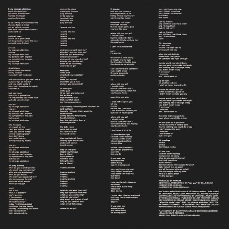 Billie Eilish - When We All Fall Asleep, Where Do We Go? (Europe 29 Mar 2019)