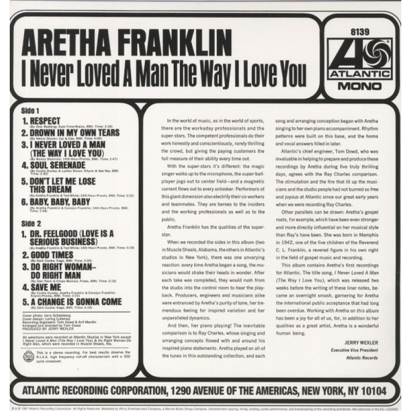 Aretha Franklin - I Never Loved A Man The Way I Love You (Europe 04 Sep 2013)