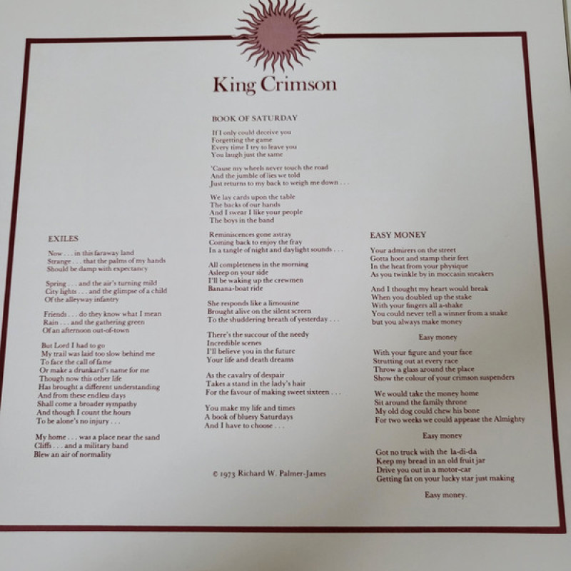 Вінілова платівка  King Crimson - Larks' Tongues In Aspic (Vinyl, LP, Album, Reissue, Remastered, Stereo)