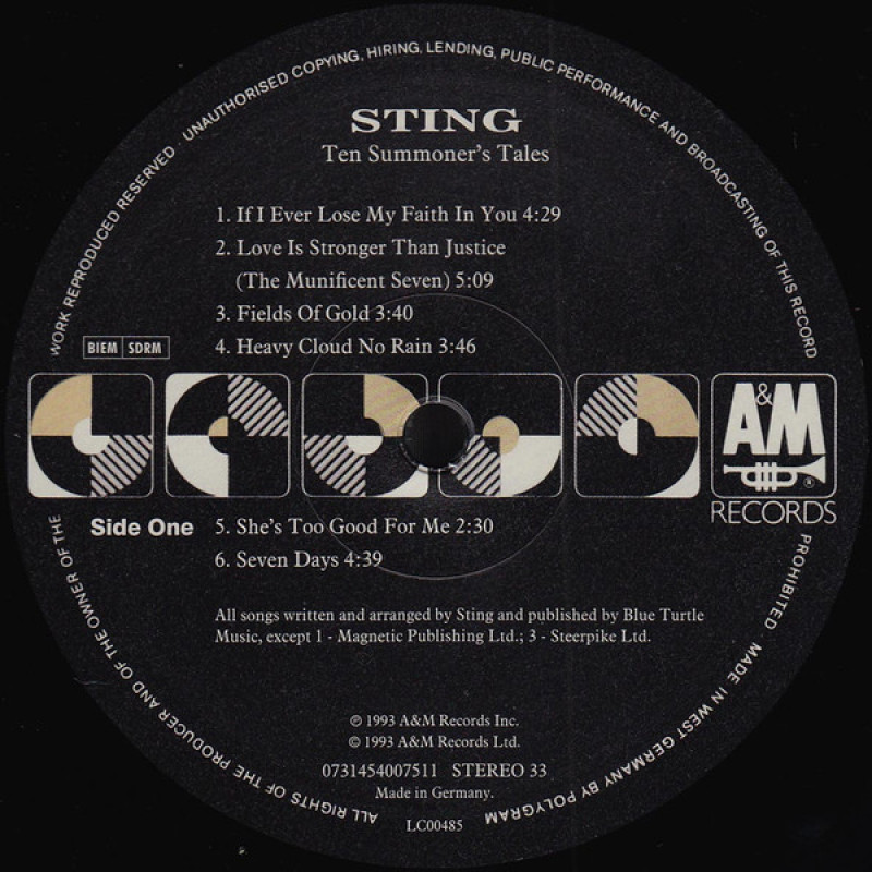 Sting - Ten Summoner's Tales (Europe 30 Sep 2016)