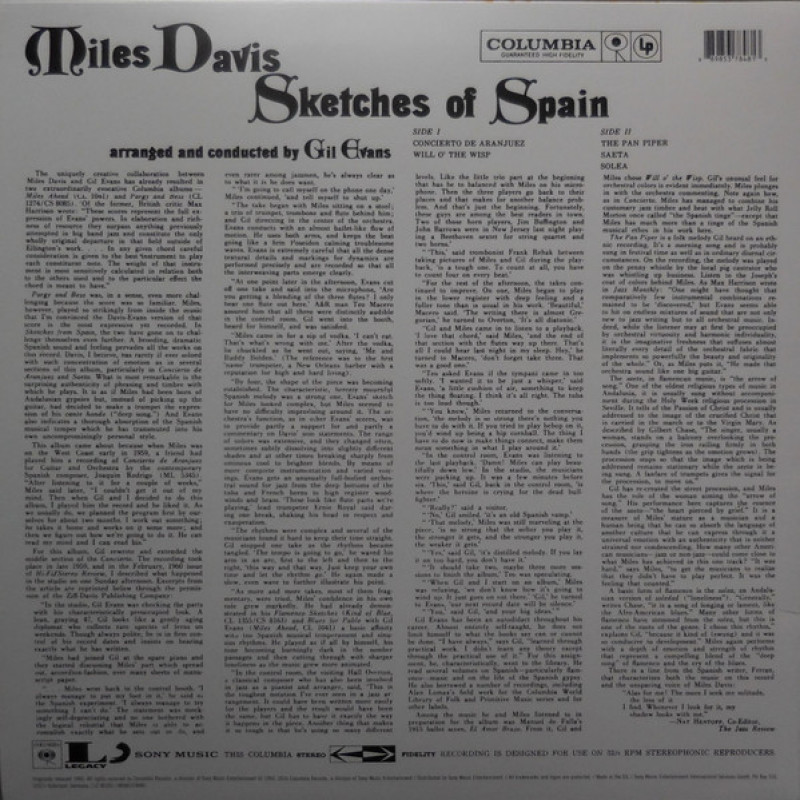 Вінілова платівка  Miles Davis - Sketches Of Spain (Vinyl, LP, Album, Limited Edition, Reissue, Stereo)