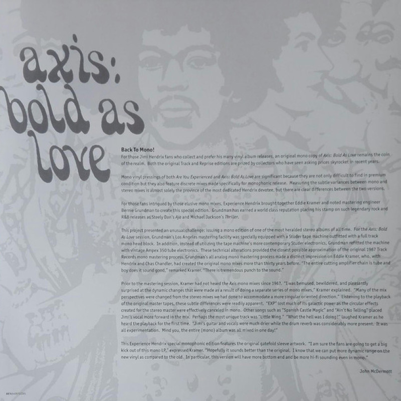 Вінілова платівка  The Jimi Hendrix Experience - Axis: Bold As Love (Vinyl, LP, Album, Reissue, Remastered, Repress, Mono)