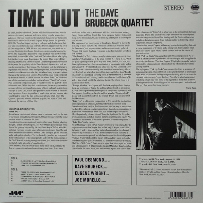Вінілова платівка  The Dave Brubeck Quartet - Time Out (Vinyl, LP, Limited Edition, Reissue, Stereo)