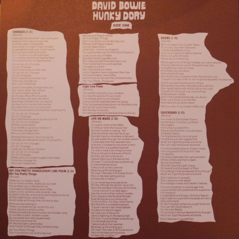 Вінілова платівка  David Bowie - Hunky Dory (Vinyl, LP, Album, Reissue, Remastered, Stereo)