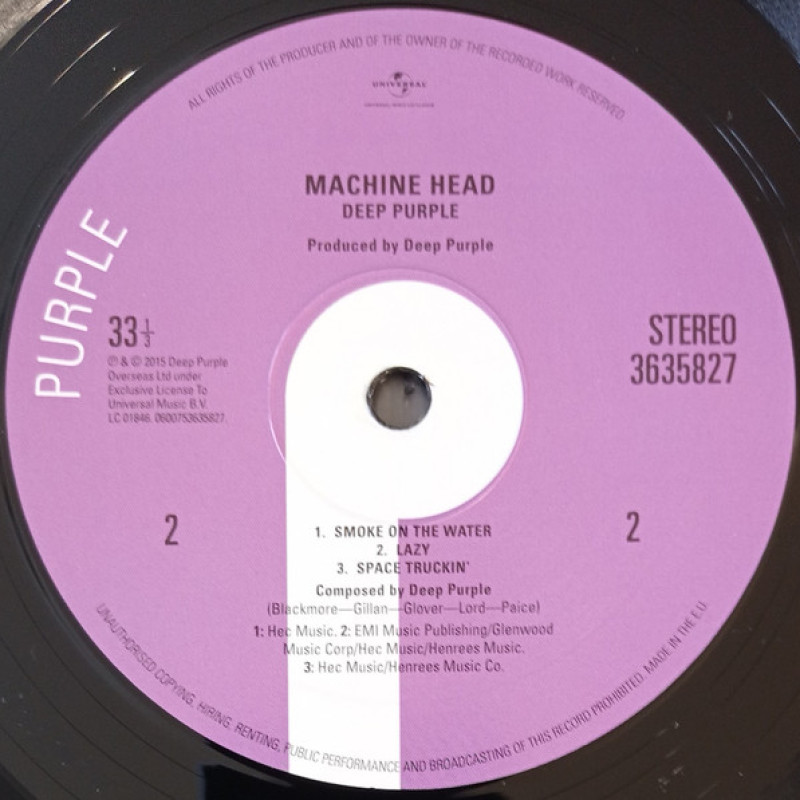 Вінілова платівка  Deep Purple - Machine Head (Vinyl, LP, Album, Reissue, Remastered, Stereo)