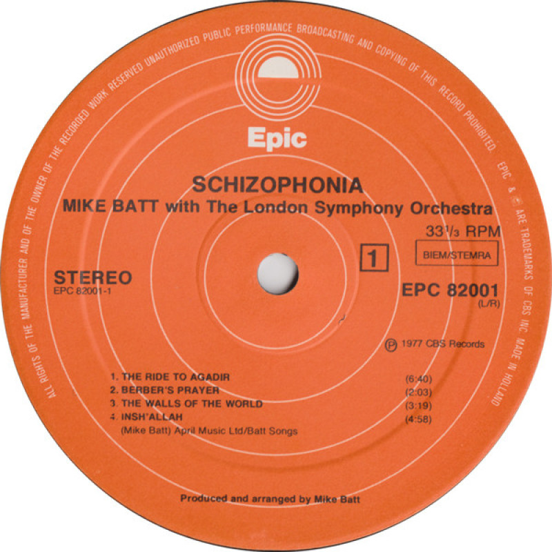 Mike Batt With London Symphony Orchestra, The - Schizophonia (Europe 1977)