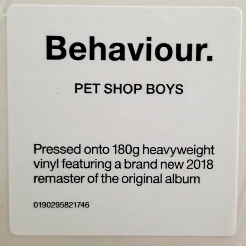 Pet Shop Boys - Behaviour. (Europe 31 Aug 2018)