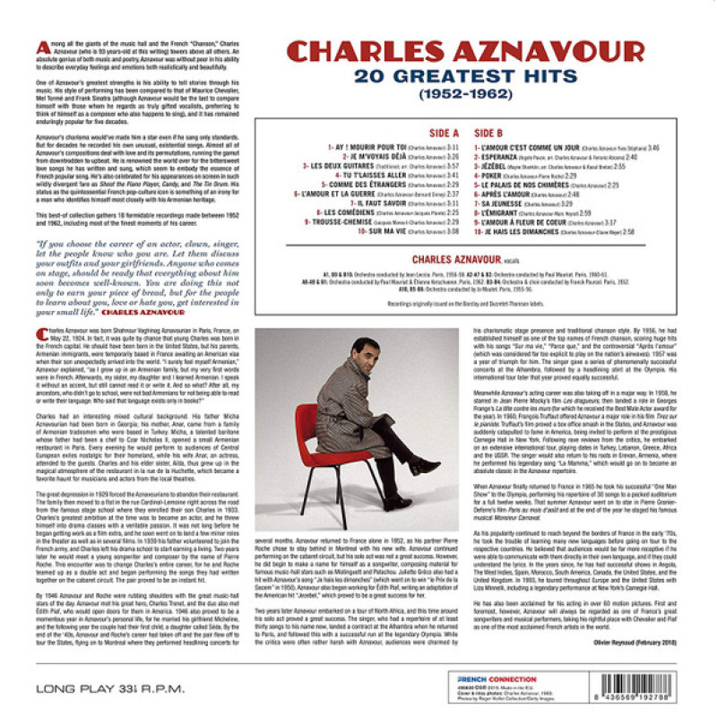 Вінілова платівка  Charles Aznavour - 20 Greatest Hits (1952 - 1962) (Vinyl, LP, Compilation)