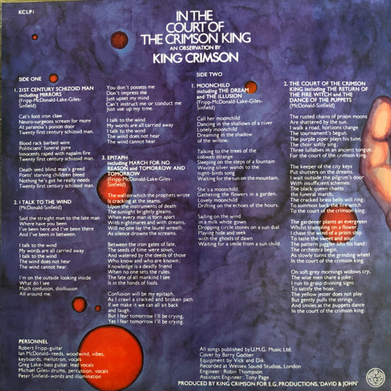 King Crimson - In The Court Of The Crimson King (UK, Europe & US 2018)