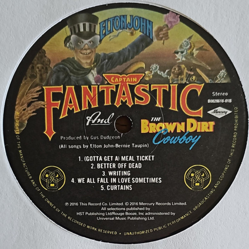 Вінілова платівка  Elton John - Captain Fantastic And The Brown Dirt Cowboy (Vinyl, LP, Album, Reissue, Repress, Stereo)