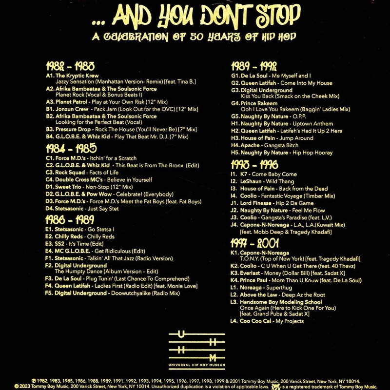 Various - ... And You Don't Stop - A Celebration Of 50 Years Of Hip Hop (US 01 Dec 2023)
